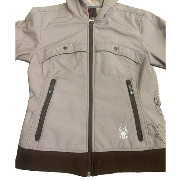 Spyder Jacket Womens 8 Red Houndstooth Fleece Lined Lightweight Nylon Coat - Picture 4 of 16